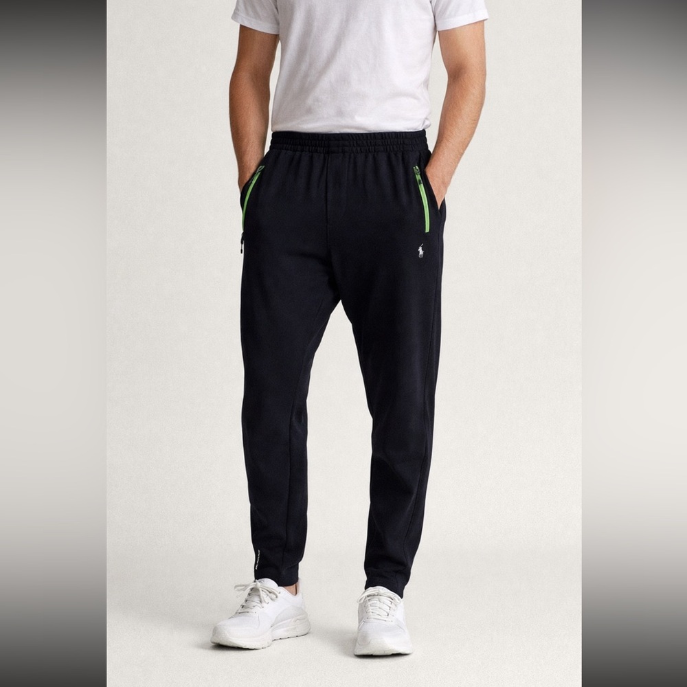 Polo Ralph Lauren Performance Sweatpants Men Large Black Zip Pocket Pony FLAW
